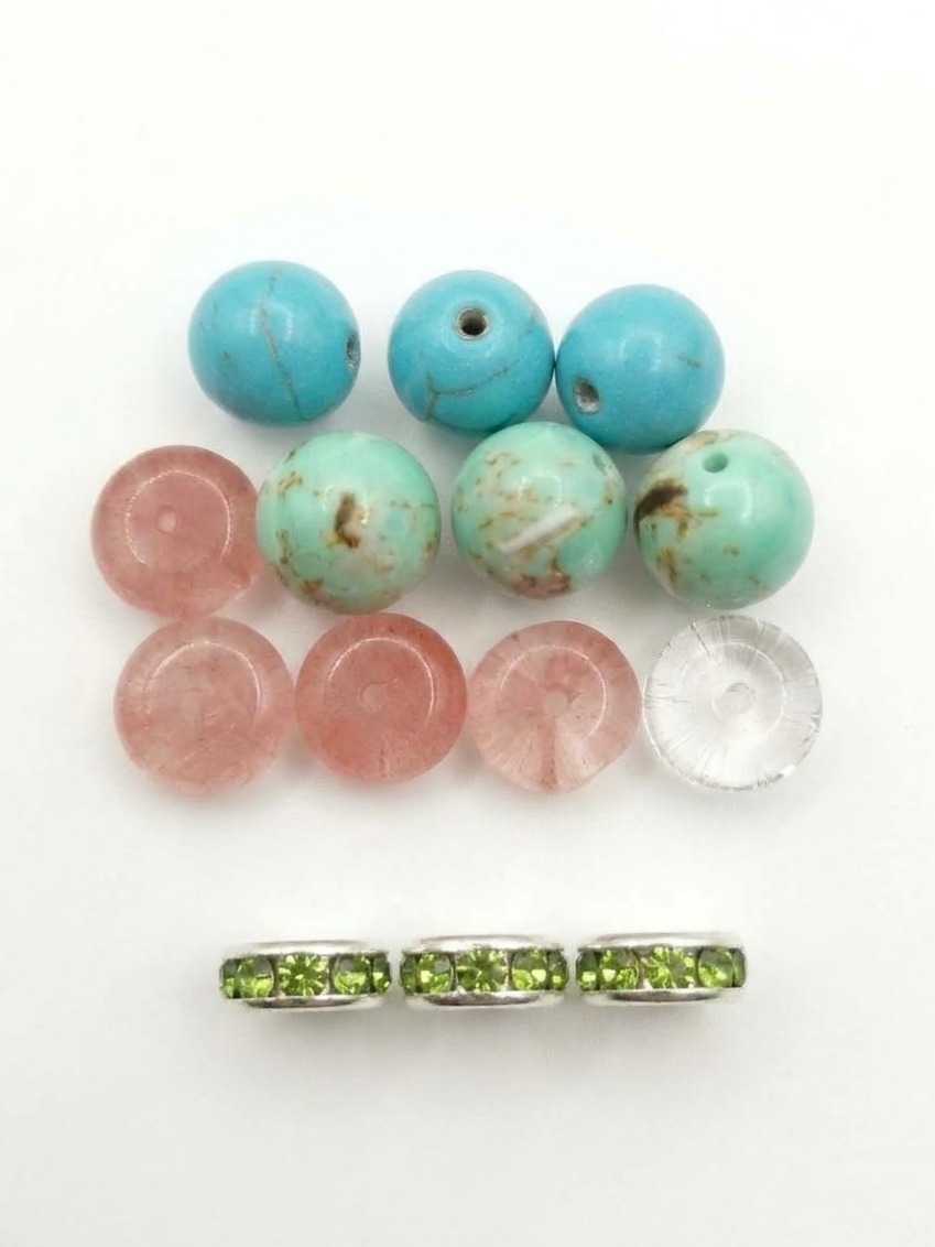 Tyrkys, Shell, strawberry quartz
